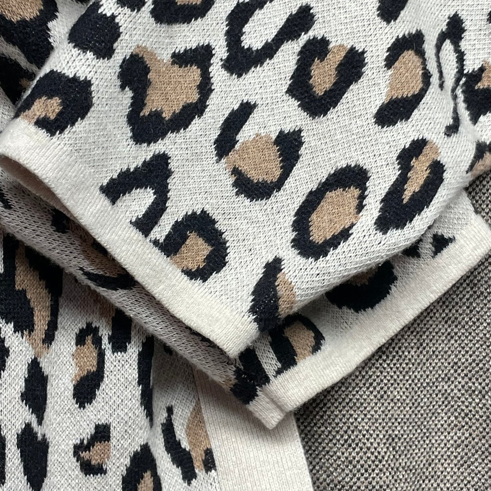 Croft & Barrow Open Front Leopard Print Knit Card… - image 5